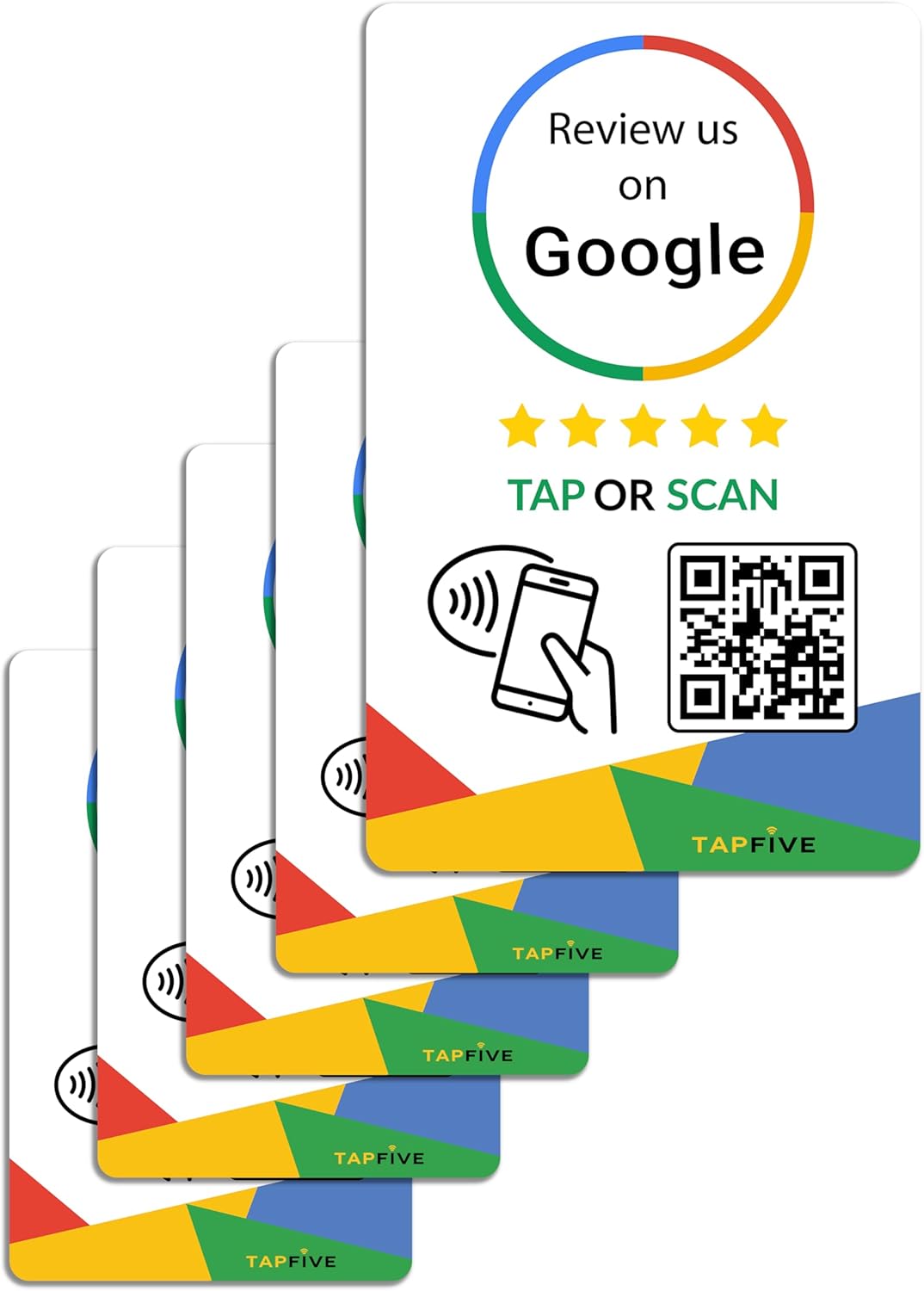 TapFive Google Review Tap Card - Reusable Smart QR Code and NFC
